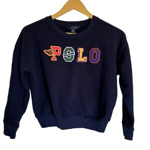 Ralph Lauren Navy Blue Polo Logo Sweatshirt Youth Boys Medium (8-10)